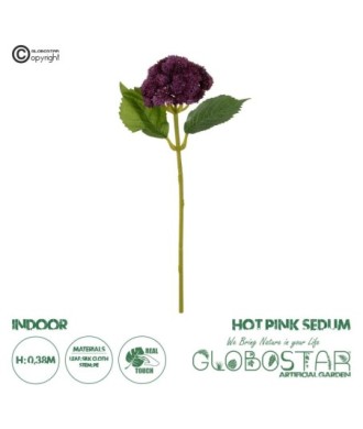 GloboStar® Artificial Garden HOT PINK SEDUM BRANCH 21344 Τεχνητό Διακοσμητικό Κλαδί Ροζ Σέδο Y38cm